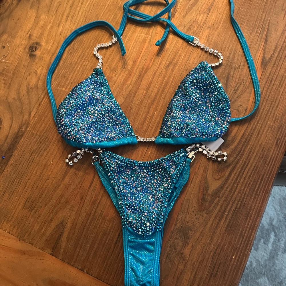 Sparkling Turquoise Angel Competition Bikini, Up to C cup, pro cut